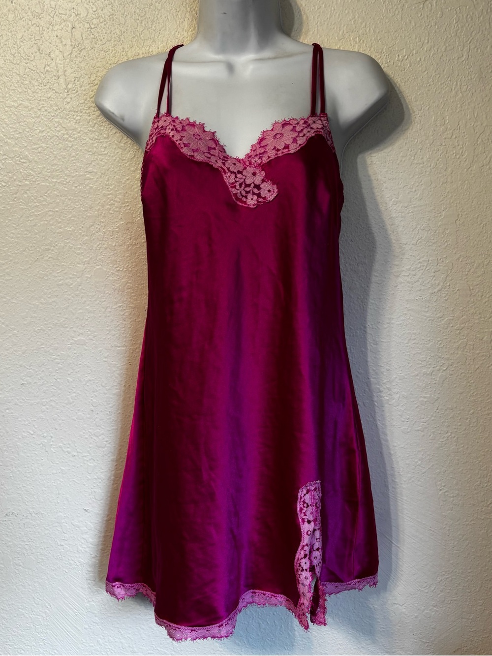 Victoria's Secret Satin Lace Trim Mini Slip Dress Small